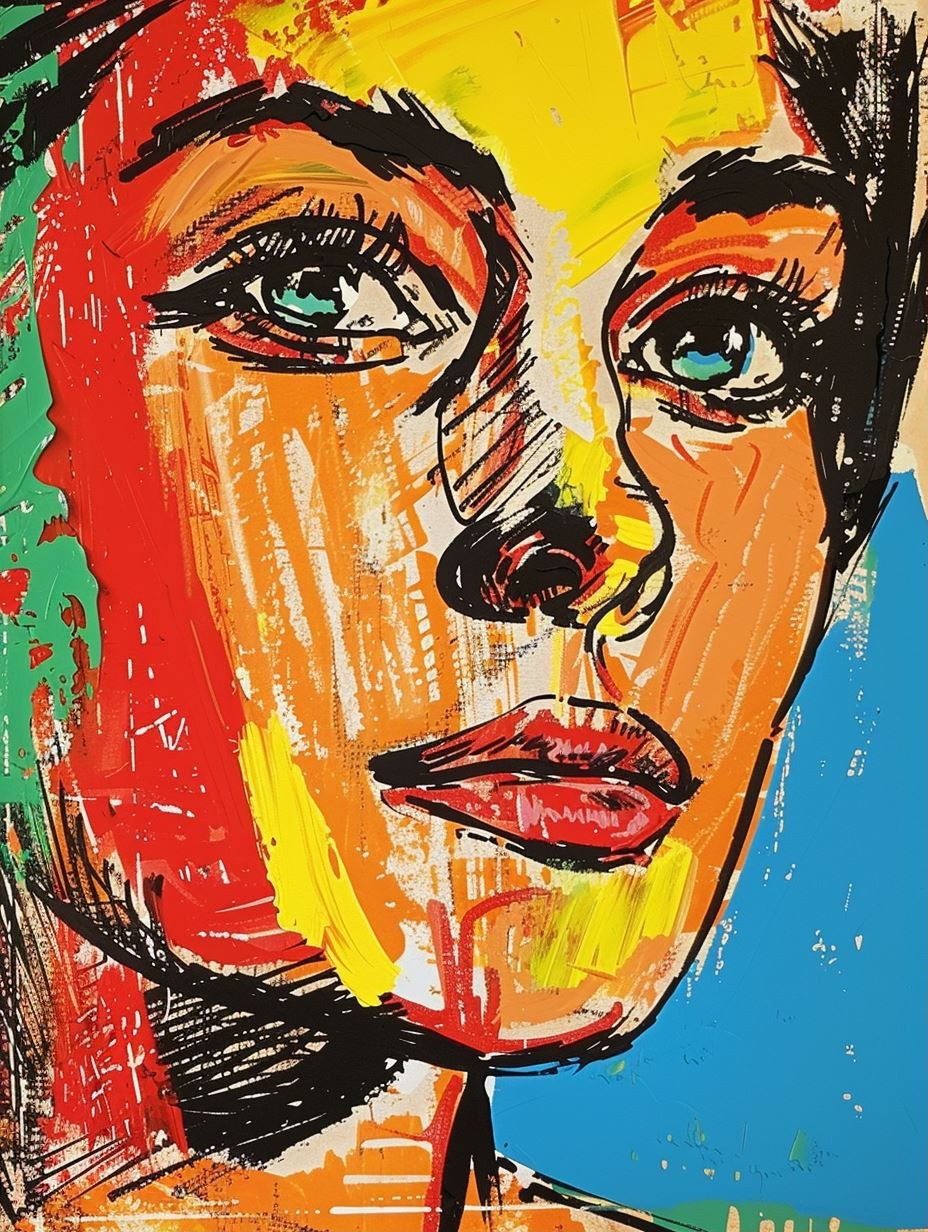Vibrant Neon Expressionist Portrait