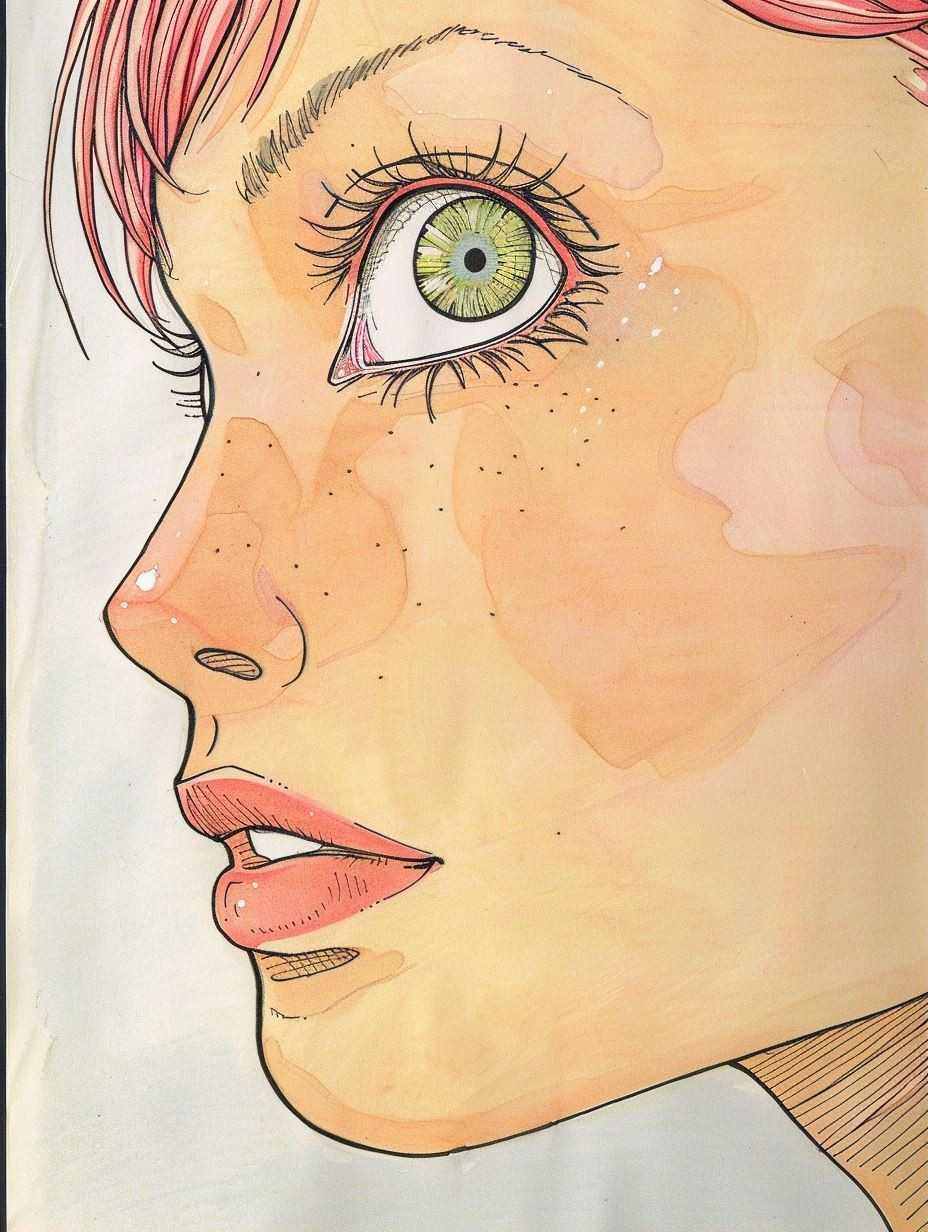 Ethereal Gazes in Watercolor Anime Style - Image 1