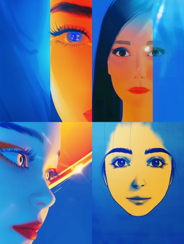Neon Azure Dream Portraits