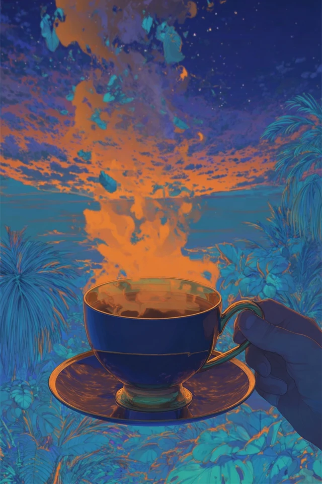 Dreamy Blue and Amber Surrealist Collage - Image 4