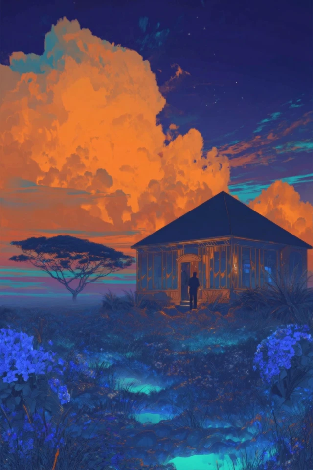 Dreamy Blue and Amber Surrealist Collage - Image 6