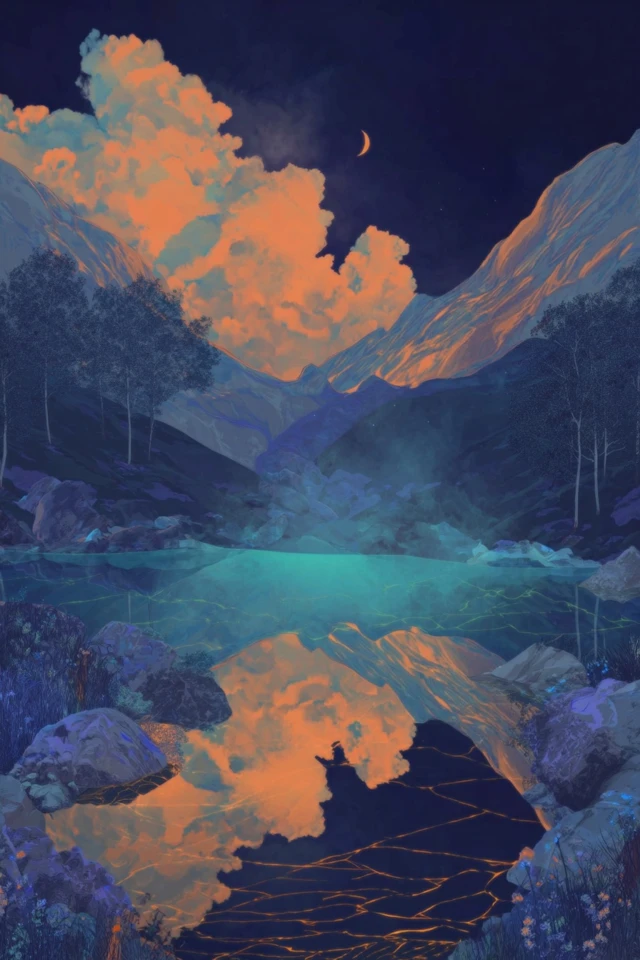 Dreamy Blue and Amber Surrealist Collage - Image 2