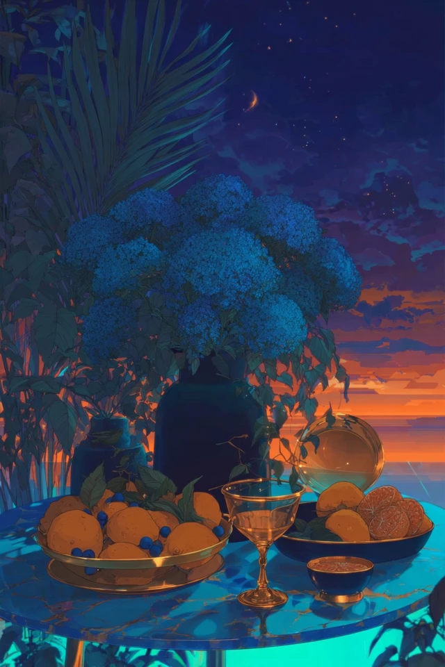 Dreamy Blue and Amber Surrealist Collage - Image 3