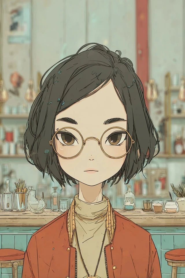 Cozy Cafe Anime Portrait - Image 1