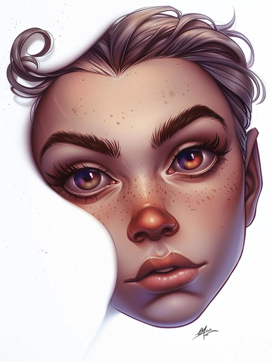 Luminous Freckled Digital Portrait - Image 2