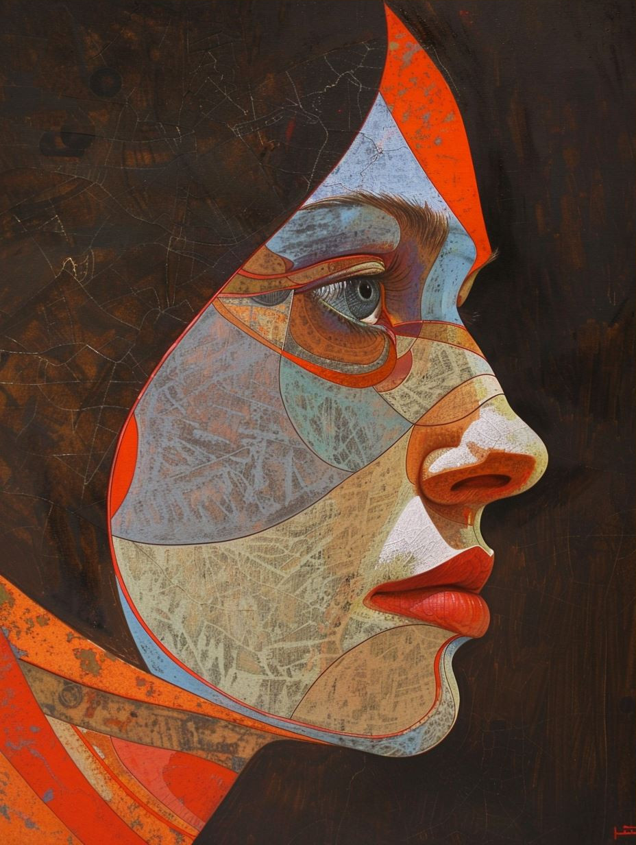 Abstract Crimson Portrait Studies - Image 3