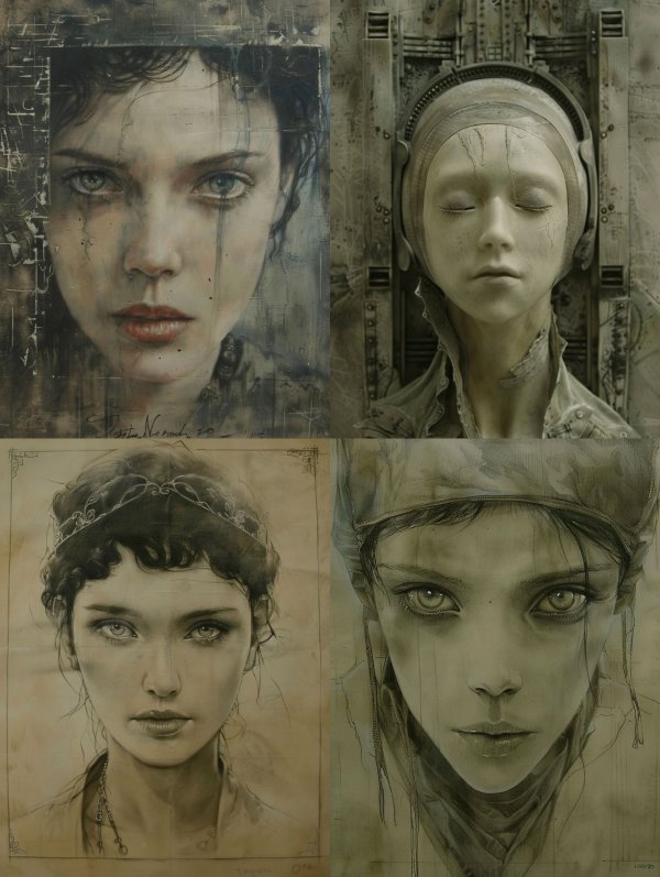 Melancholy Gaze in Distressed Oil
