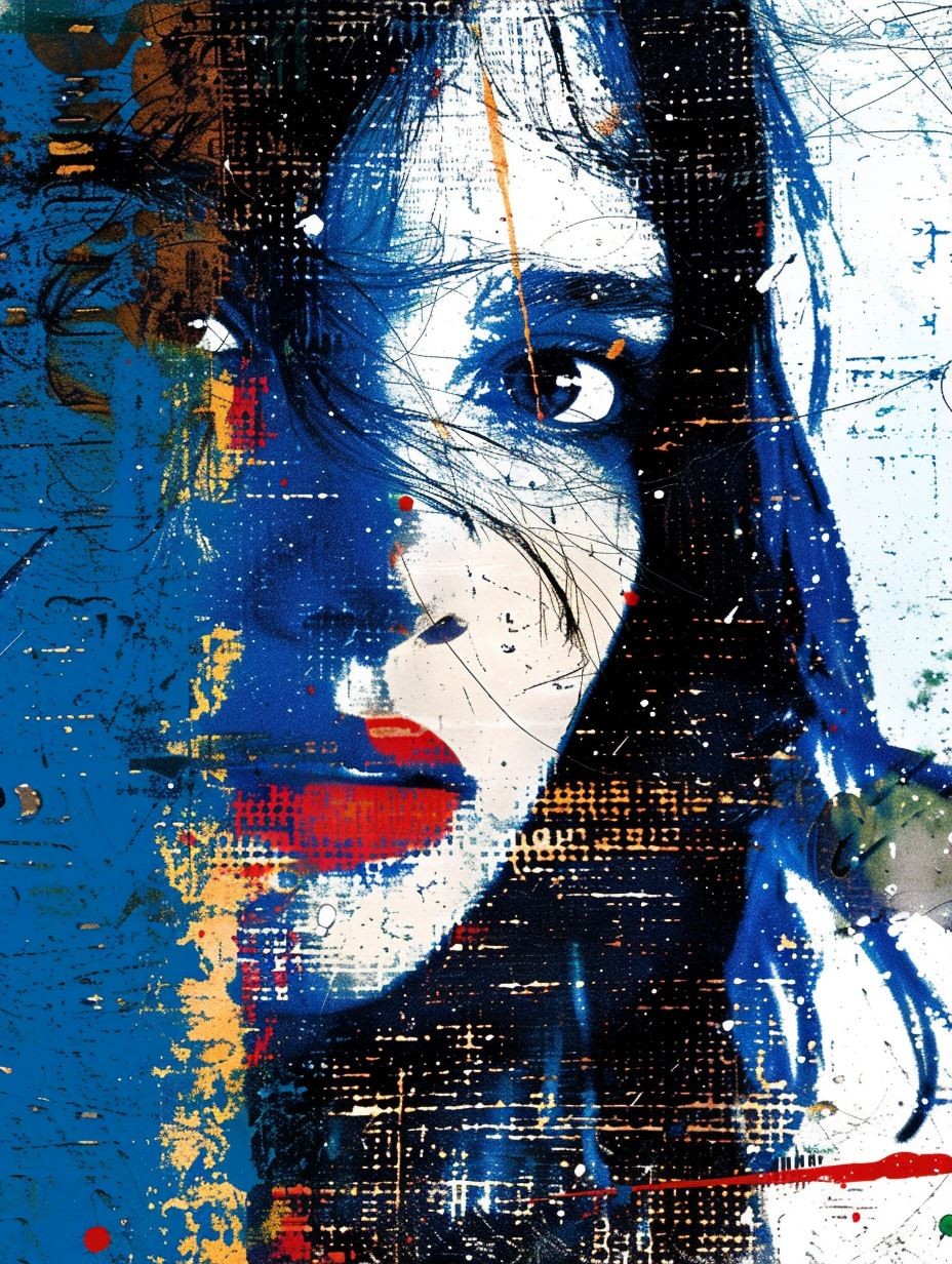 Abstract Fragmented Azure Portrait - Image 3