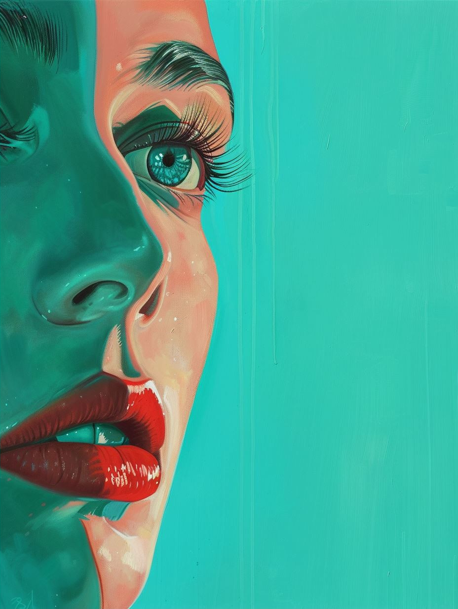 Cyan Dreams and Crimson Lips - Image 2