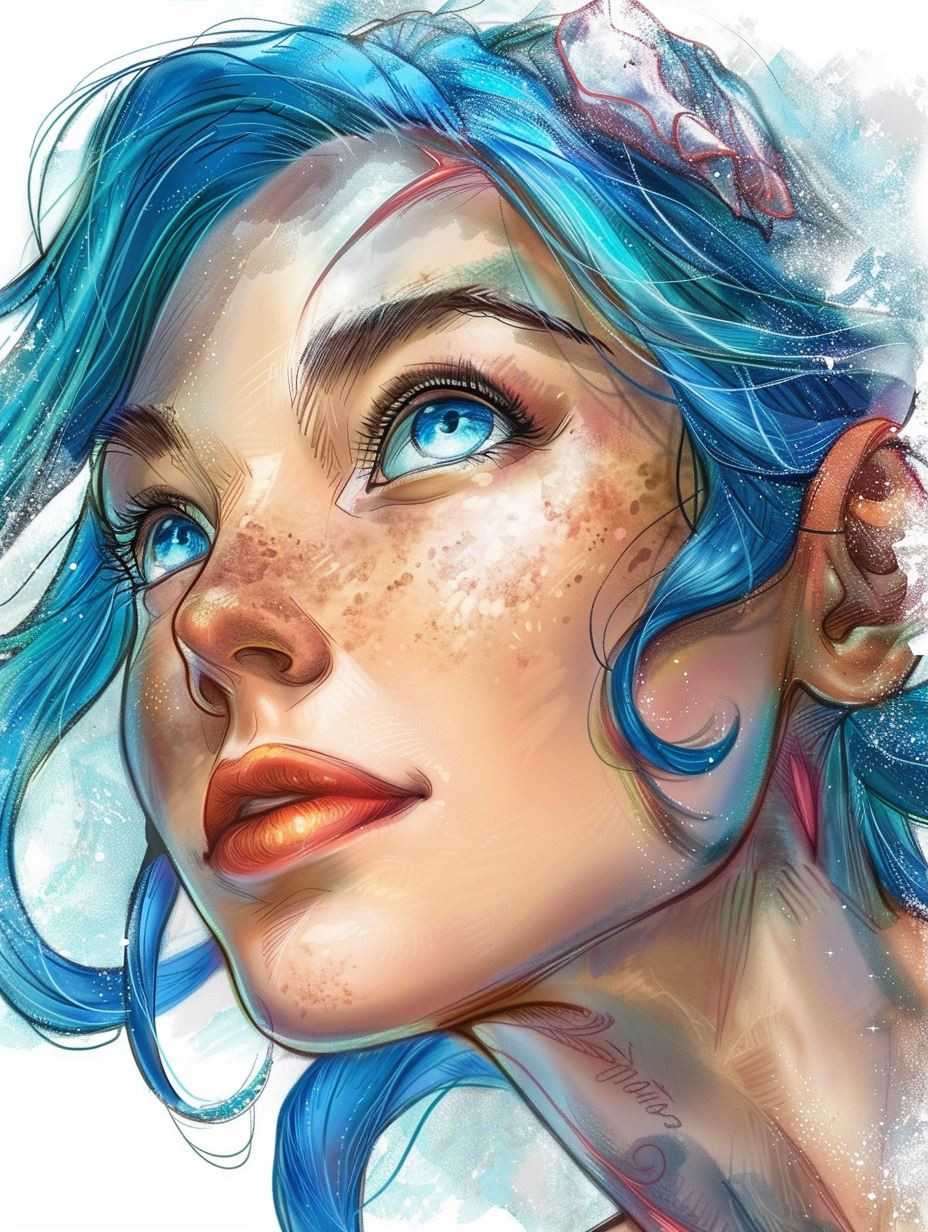 Ethereal Portraits of Azure Spirits - Image 3