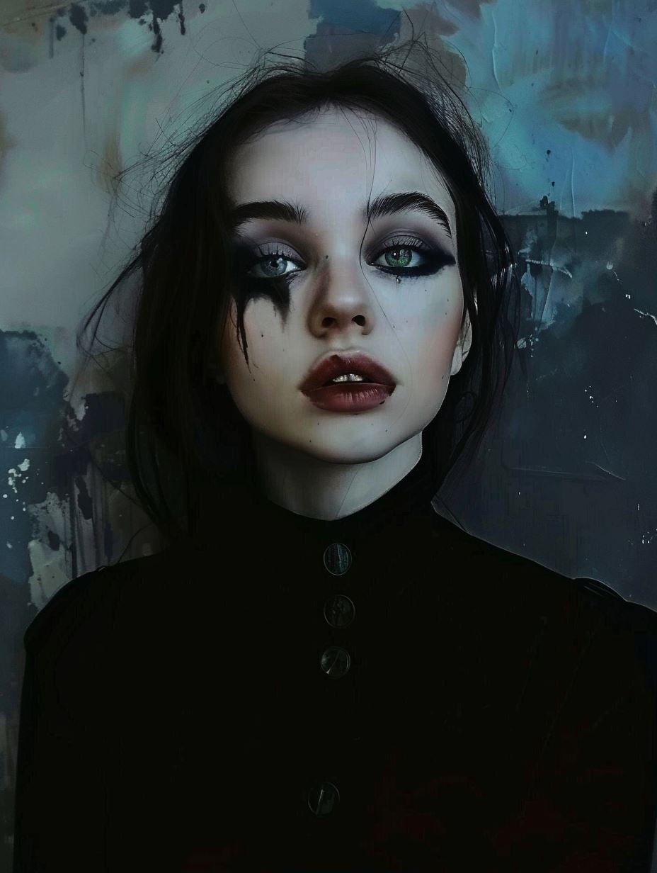 Melancholy Muse: A Study in Dark Elegance - Image 1
