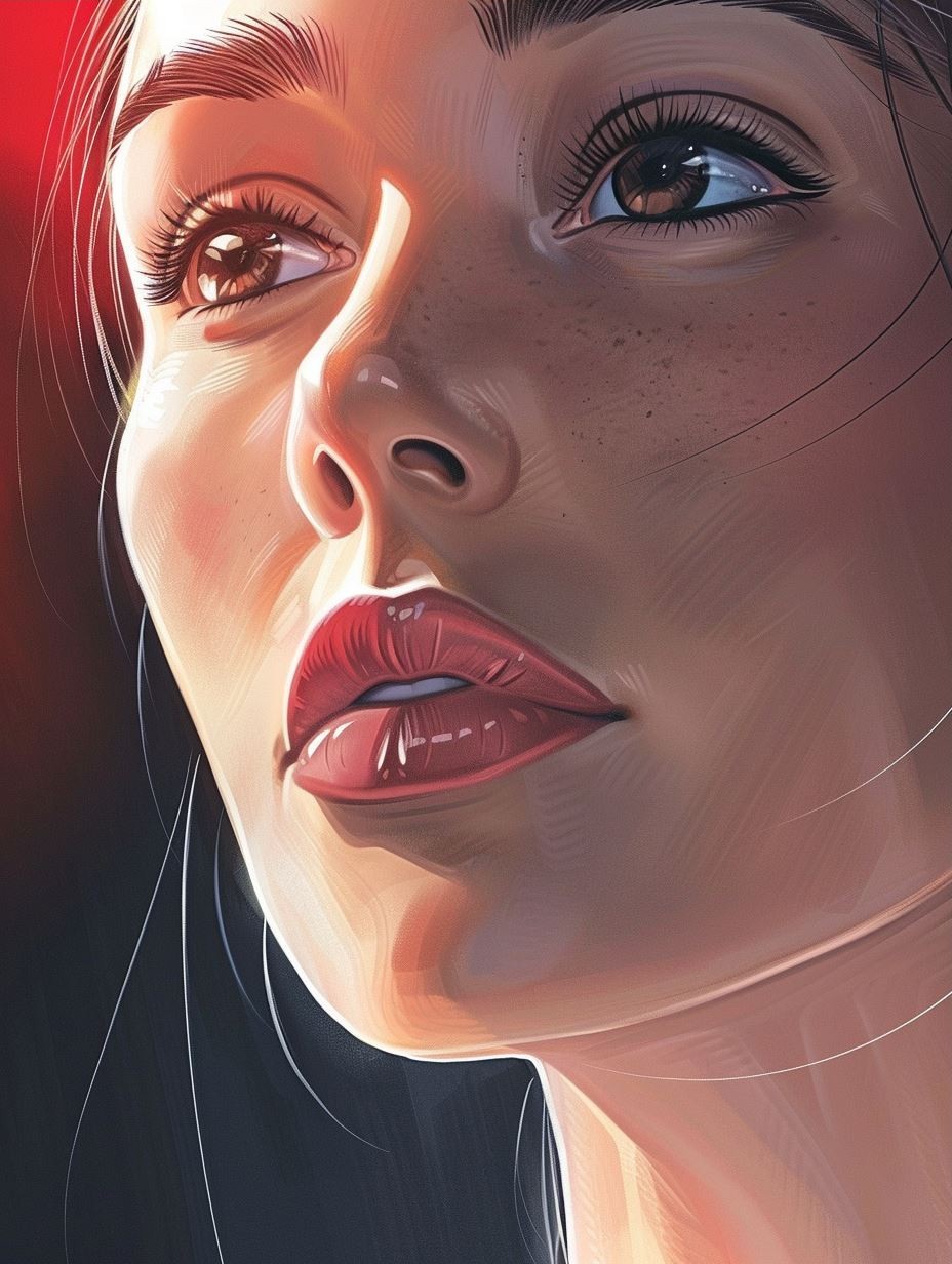 Ethereal Gaze in Crimson Light - Image 3