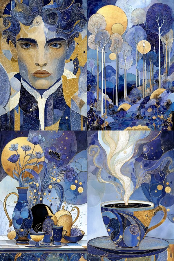 Azure Dreams in Gold and Indigo