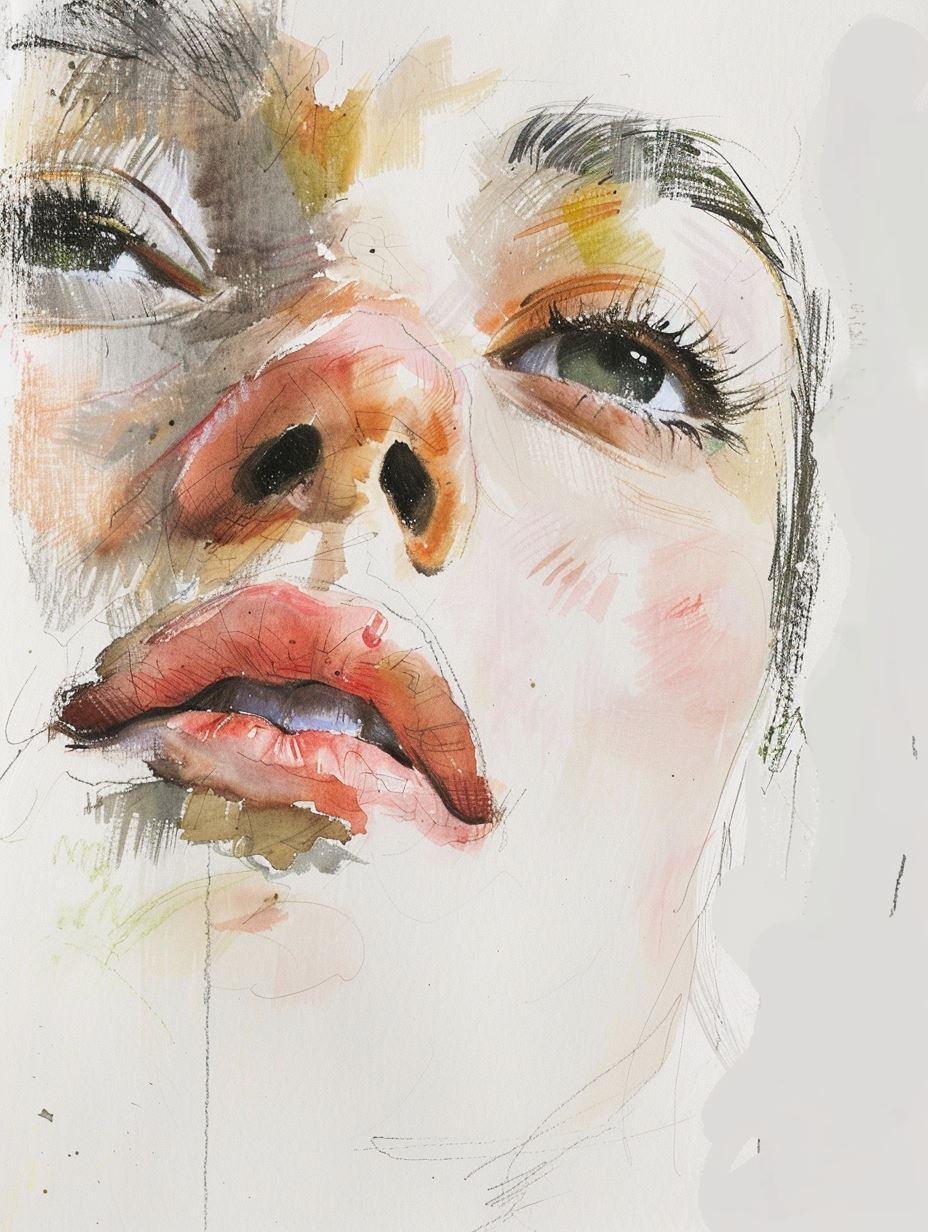 Ethereal Gaze Watercolor Portraits - Image 2