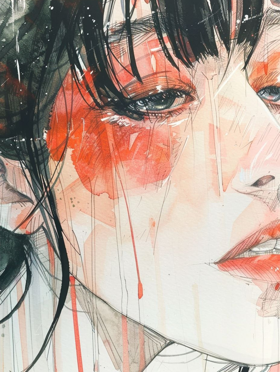 Melancholic Watercolor Portrait Studies - Image 4