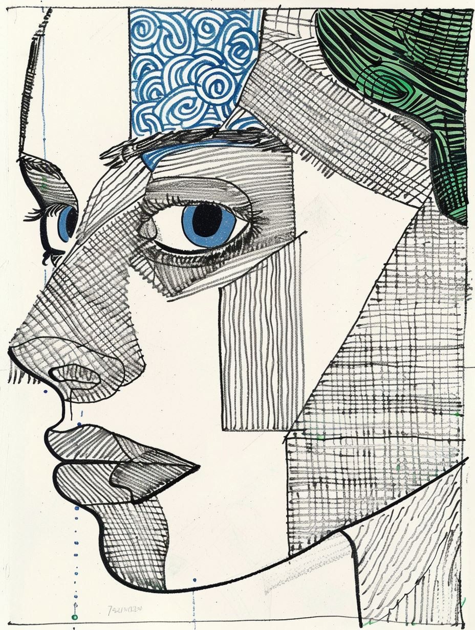 Fragmented Faces in Cubist Style - Image 1