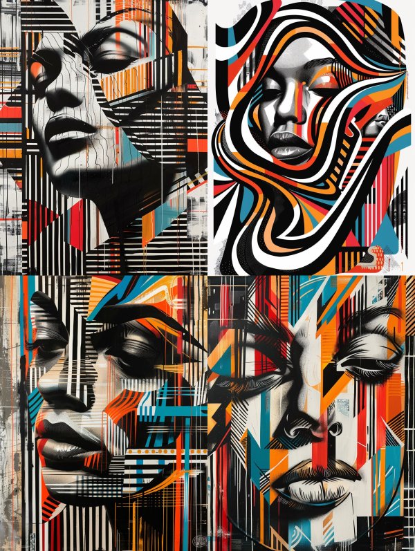 Abstract Geometric Portrait Fusion