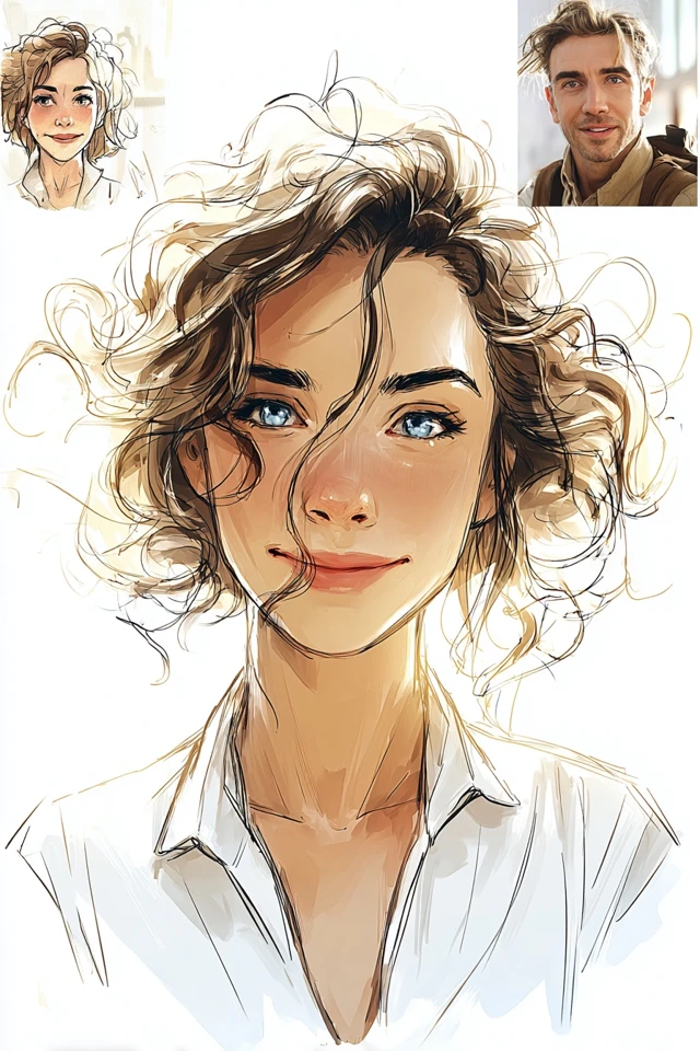 Ethereal Sketch Portrait - Image 1