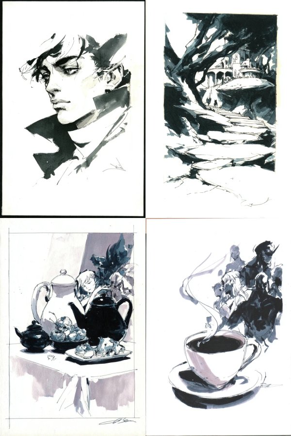 Ink and Wash Concept Art Sketches