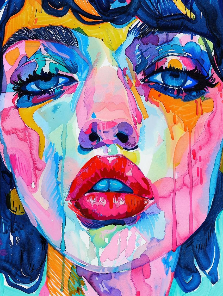 Vibrant Watercolor Portrait Fusion