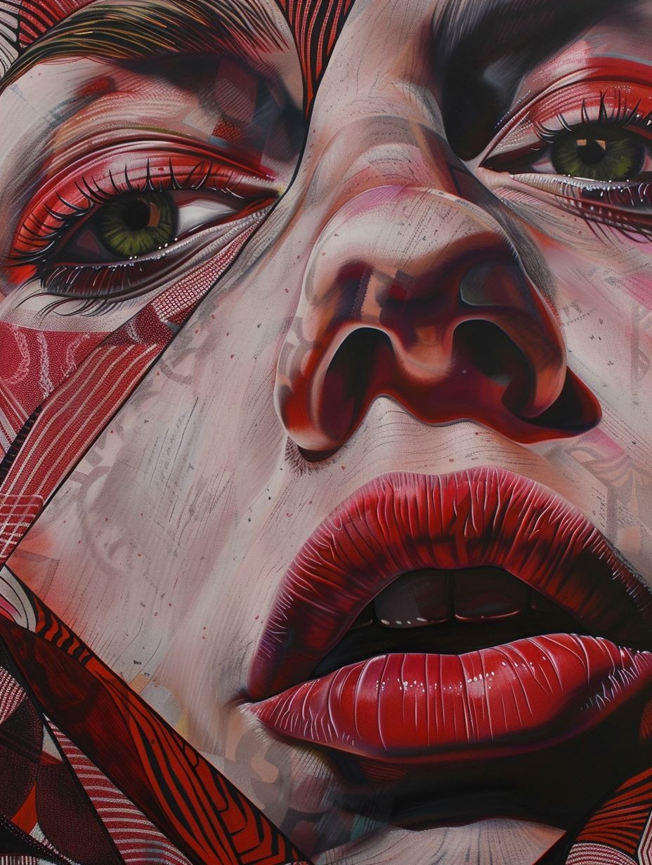 Crimson Geometric Portrait Study - Image 4