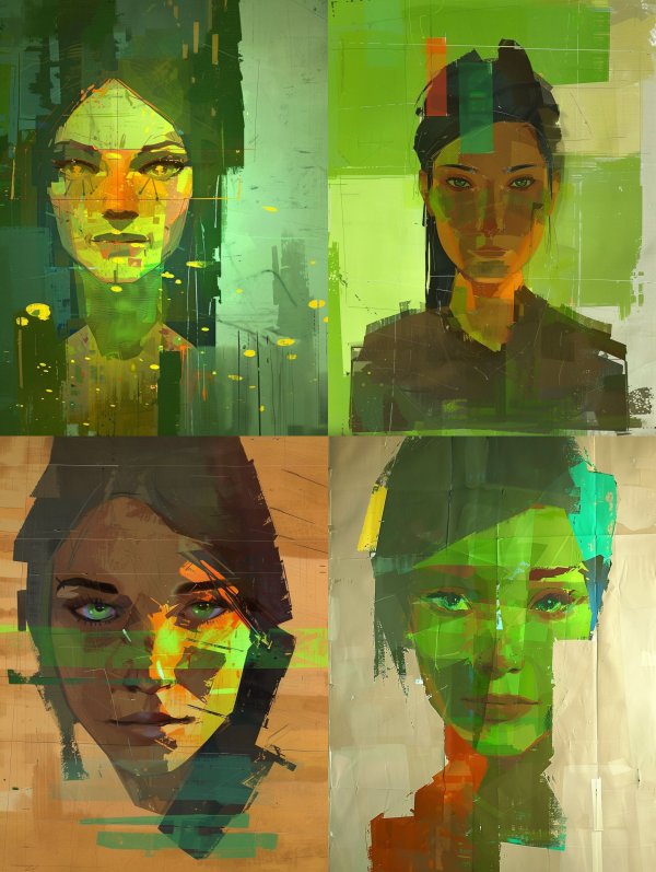 Digital Glitch Portraits in Green
