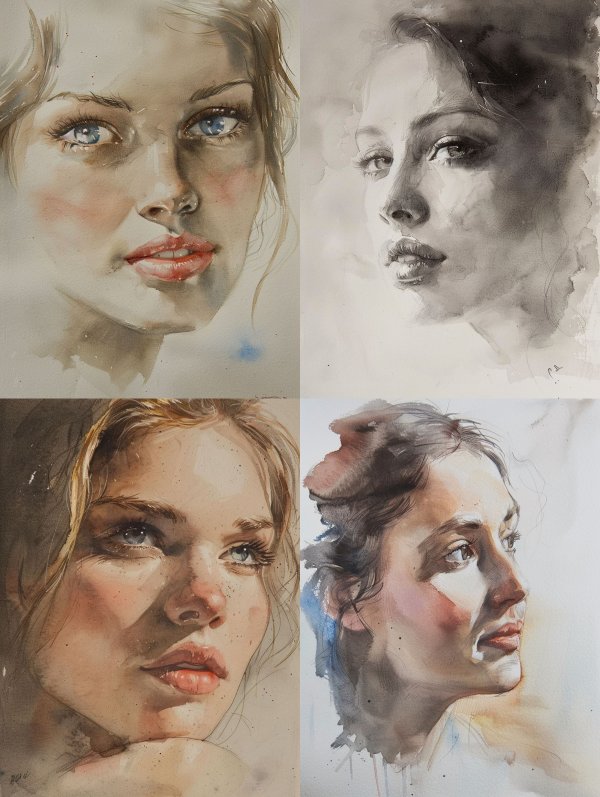 Ethereal Watercolor Portraits of a Woman