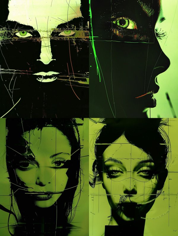 Fragmented Neon Noir Portraits