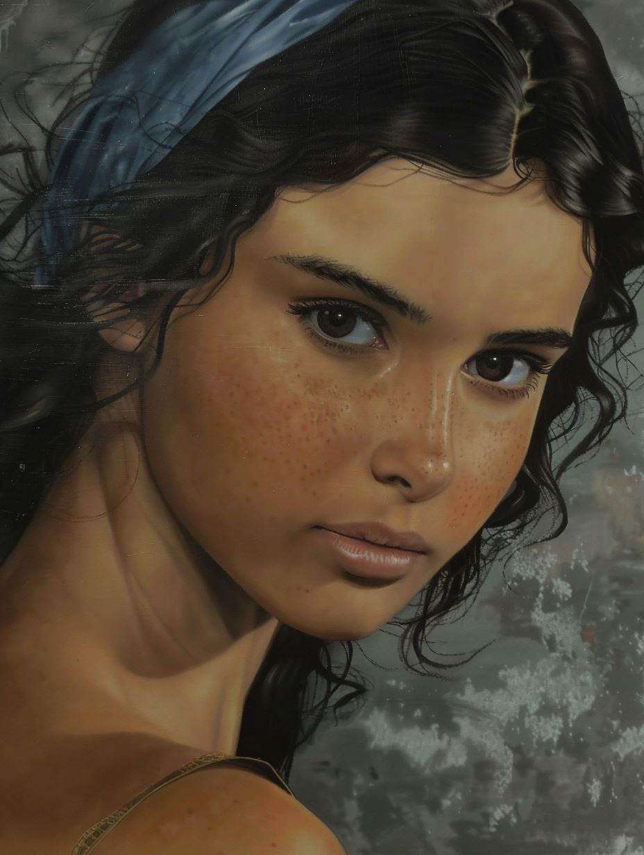 Ethereal Gaze in Coastal Mist - Image 1