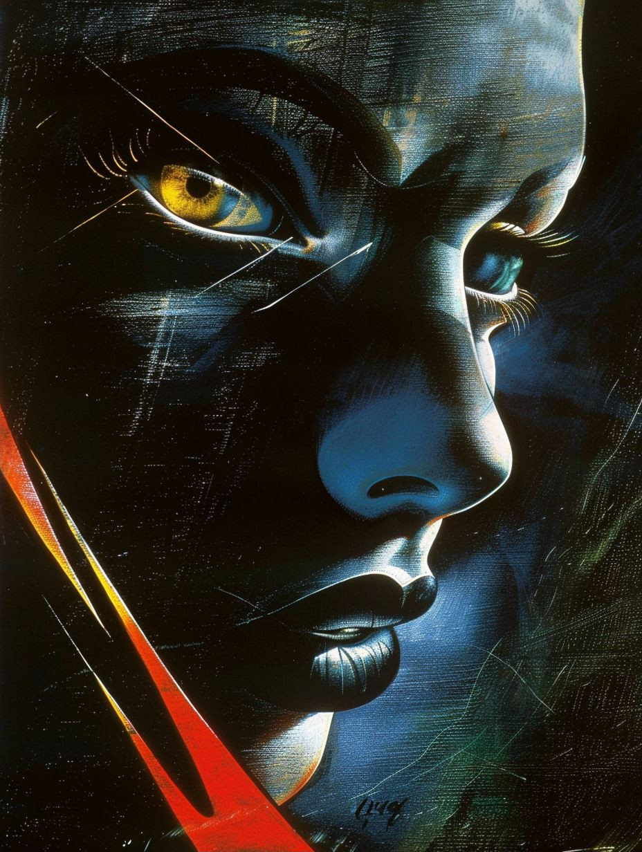 Futuristic Noir Cybernetic Portrait - Image 2