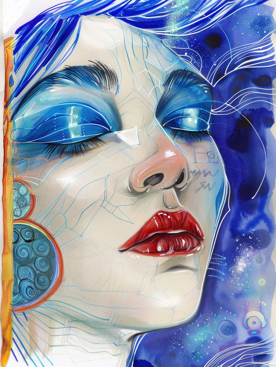 Azure Visions: Surreal Digital Portraits - Image 2