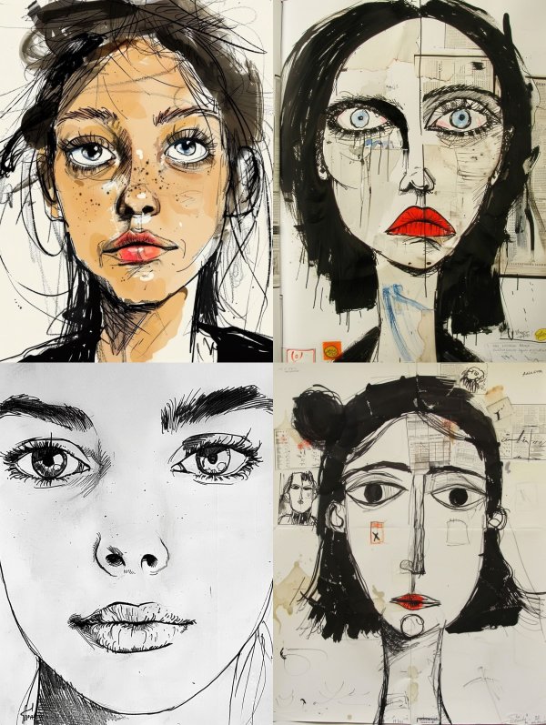 Expressive Mixed Media Portrait Studies