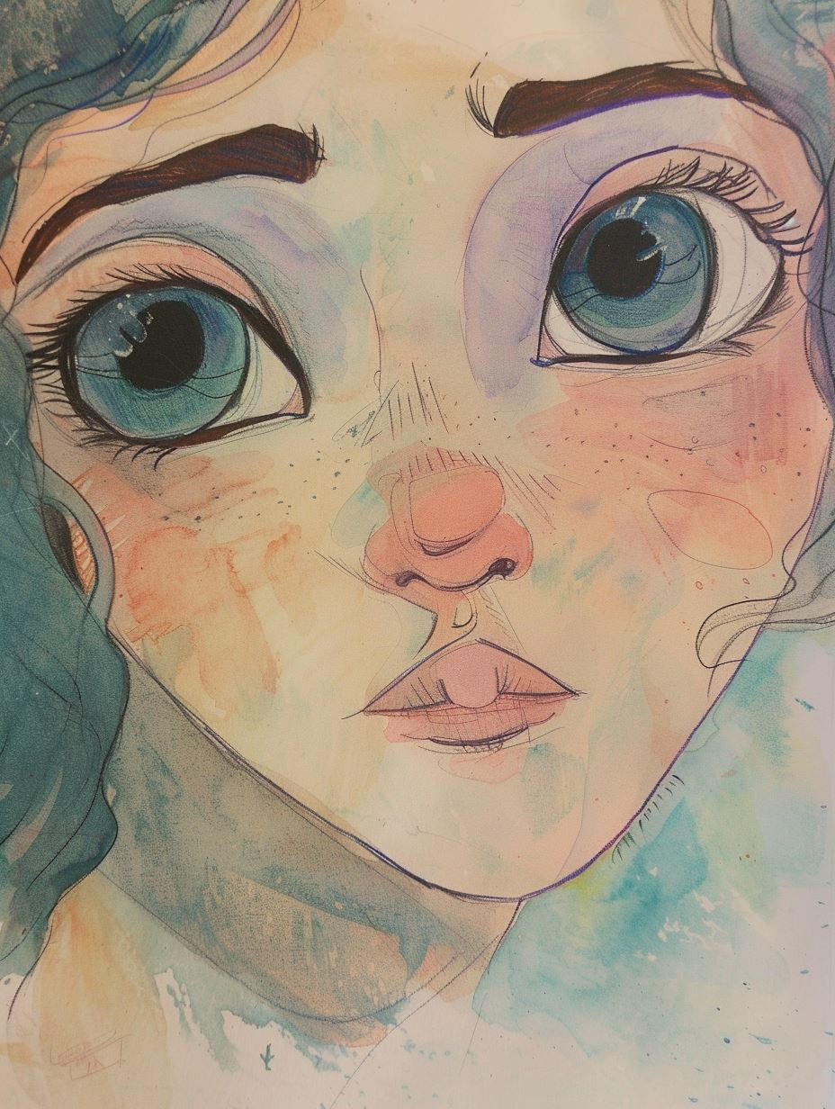 Dreamy Gazes in Watercolor - Image 1