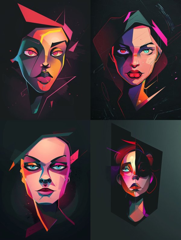Geometric Neon Prism Portrait