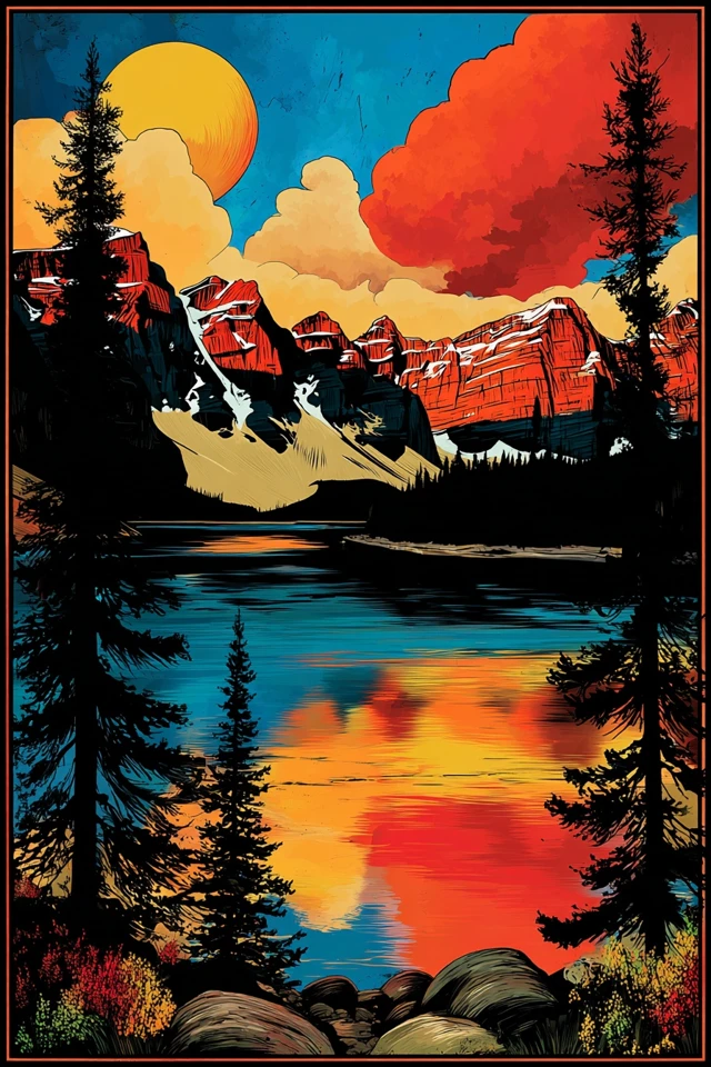 Vibrant Visions: A Four-Panel Art Collection - Image 2