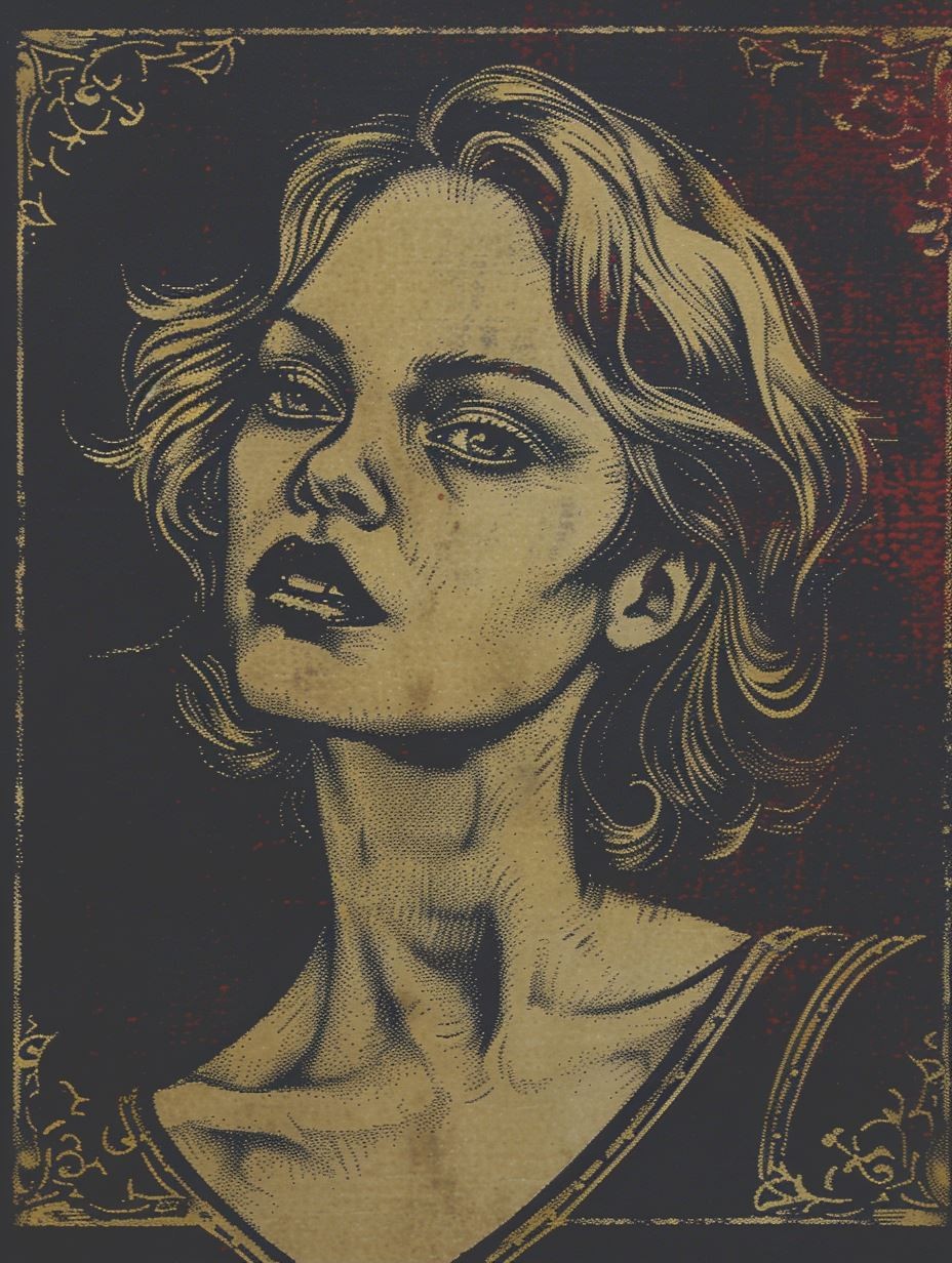 Vintage Etched Noir Portrait