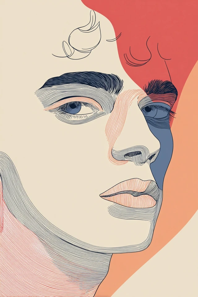 Linear Pastel Portrait - Image 1