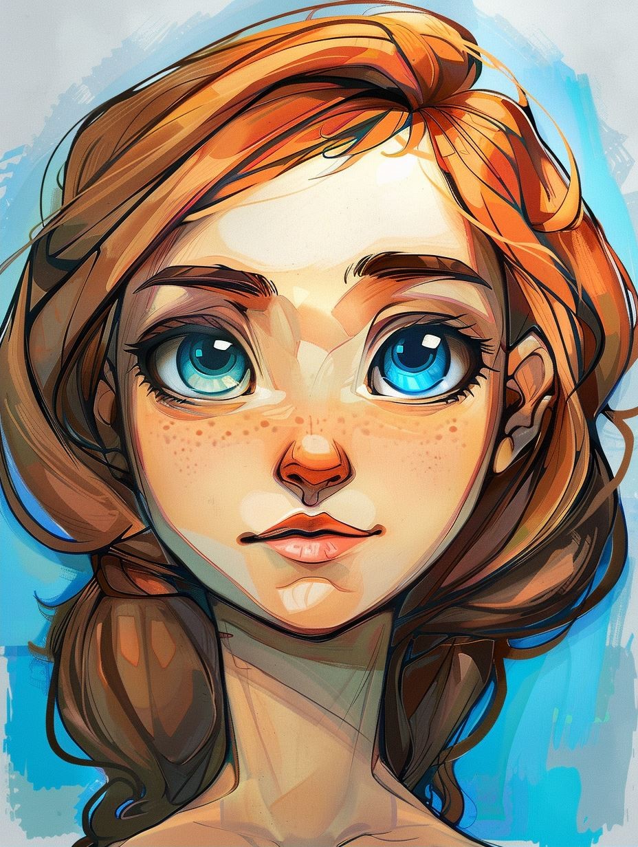 Azure Tresses Digital Portrait - Image 2