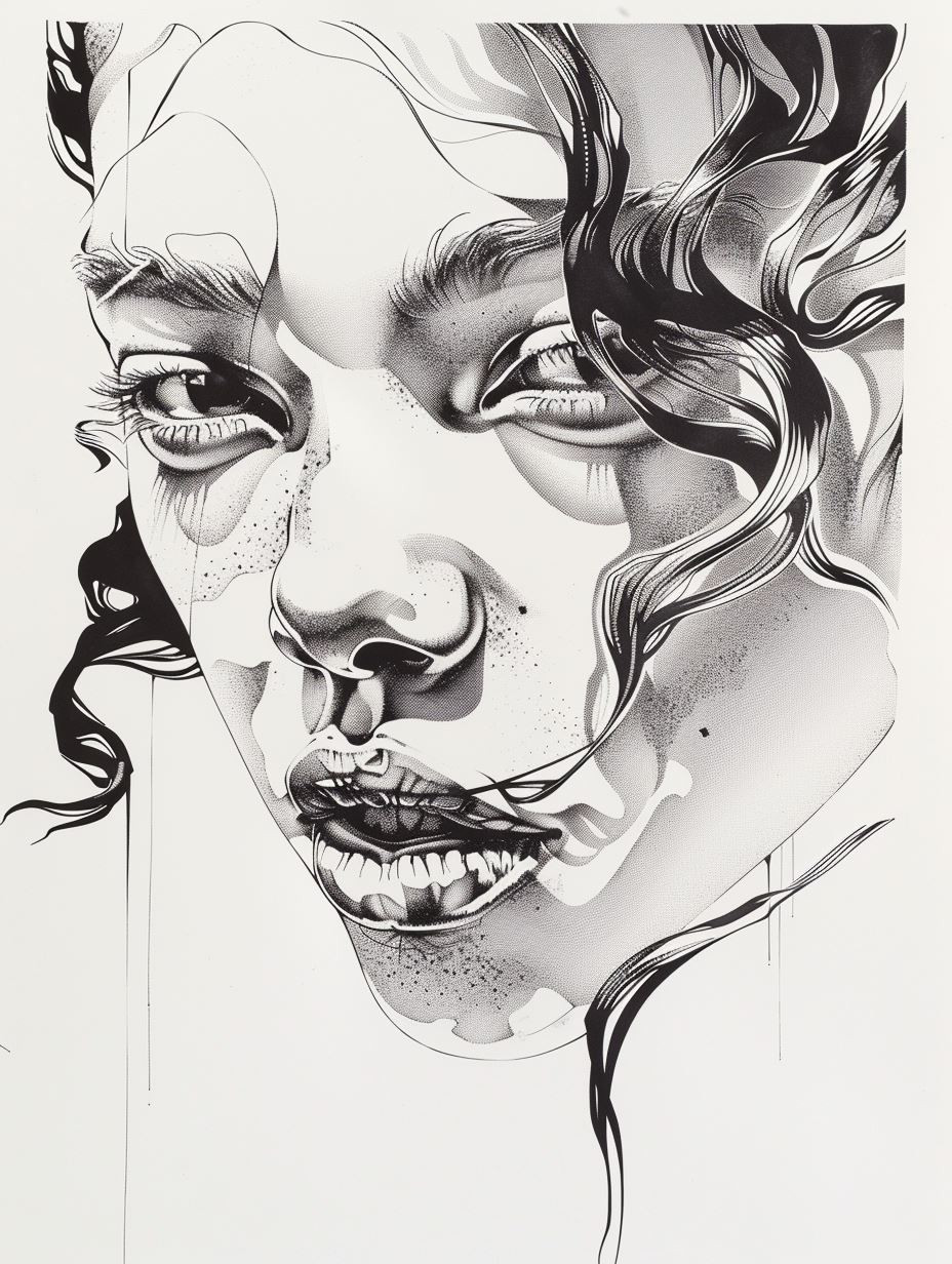 Surreal Ink Portrait of Fluidity - Image 1