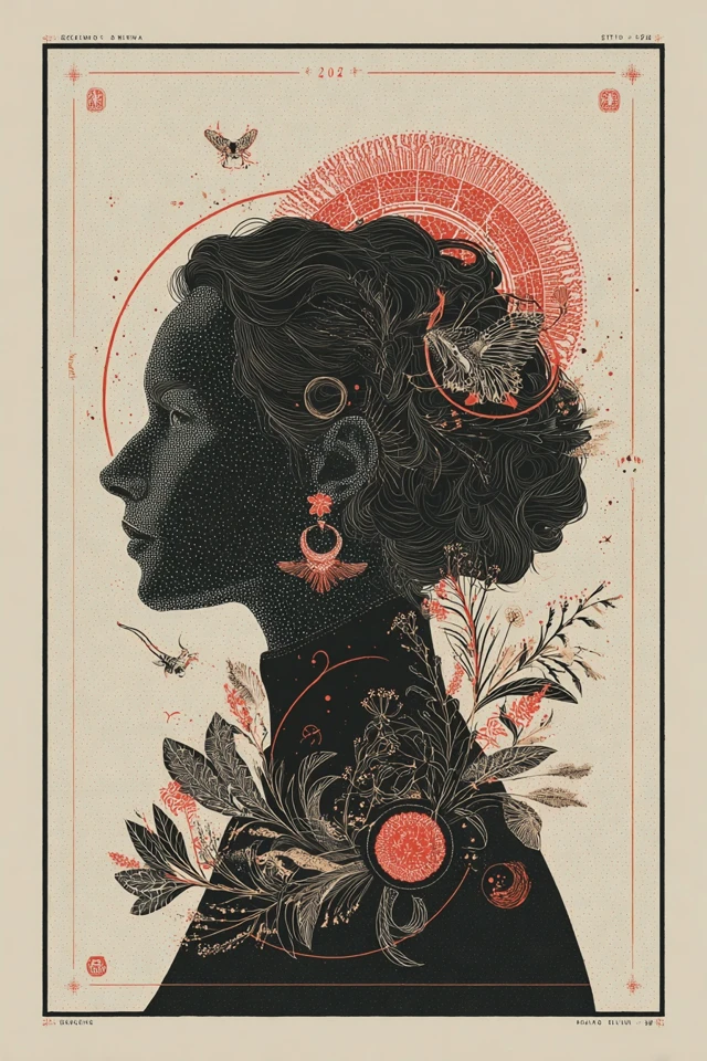 Crimson Stipple Silhouette - Image 1