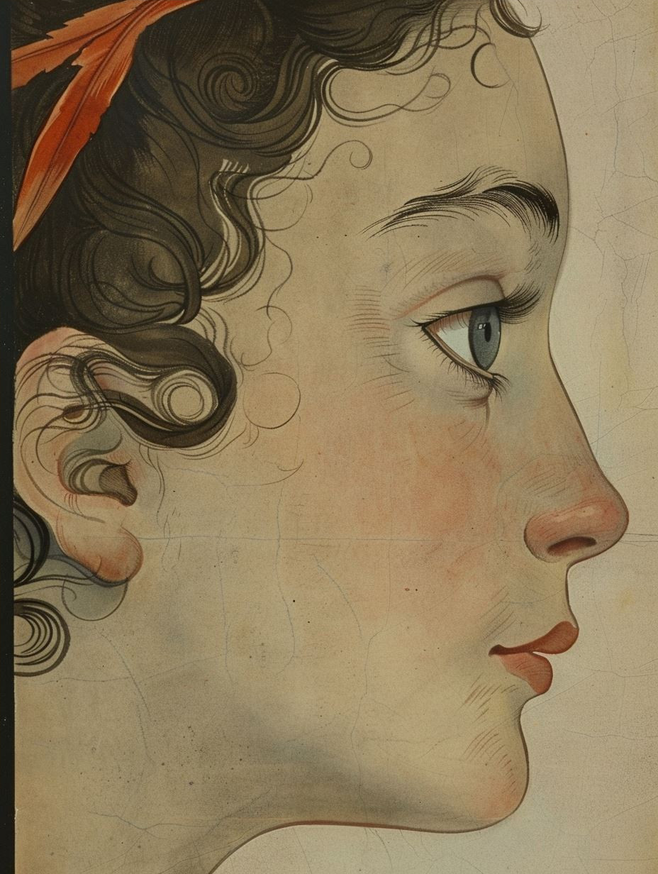 Melancholic Vintage Illustration Portrait - Image 4
