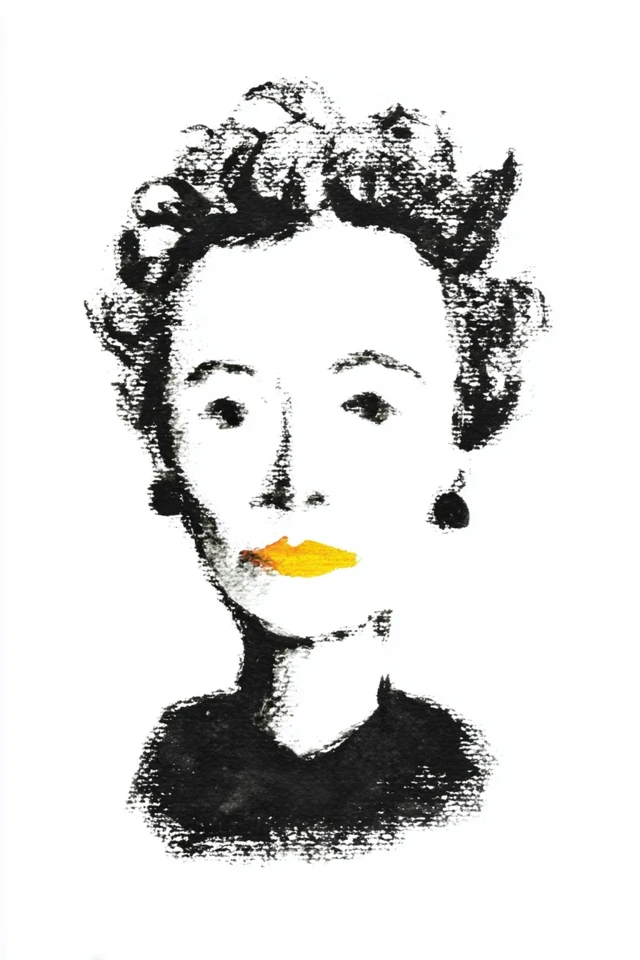 Golden Lip Ink Portrait - Image 1