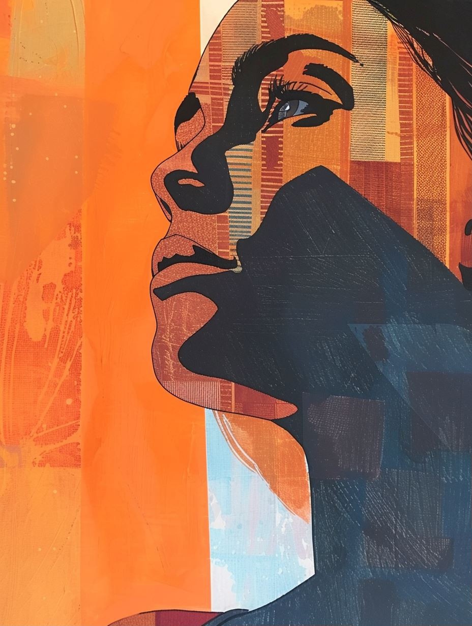 Abstract Geometric Portrait in Amber - Image 1