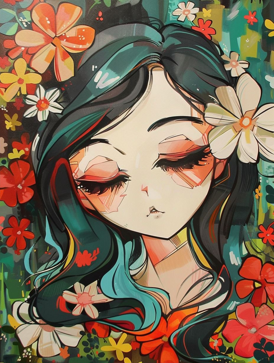 Ethereal Floral Anime Portraits - Image 2