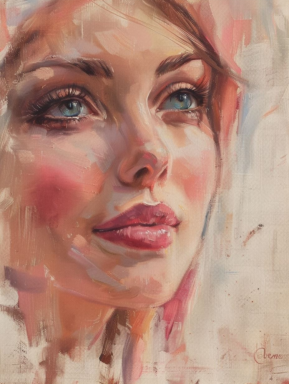 Ethereal Gaze: Four Impressionist Female Portraits - Image 3