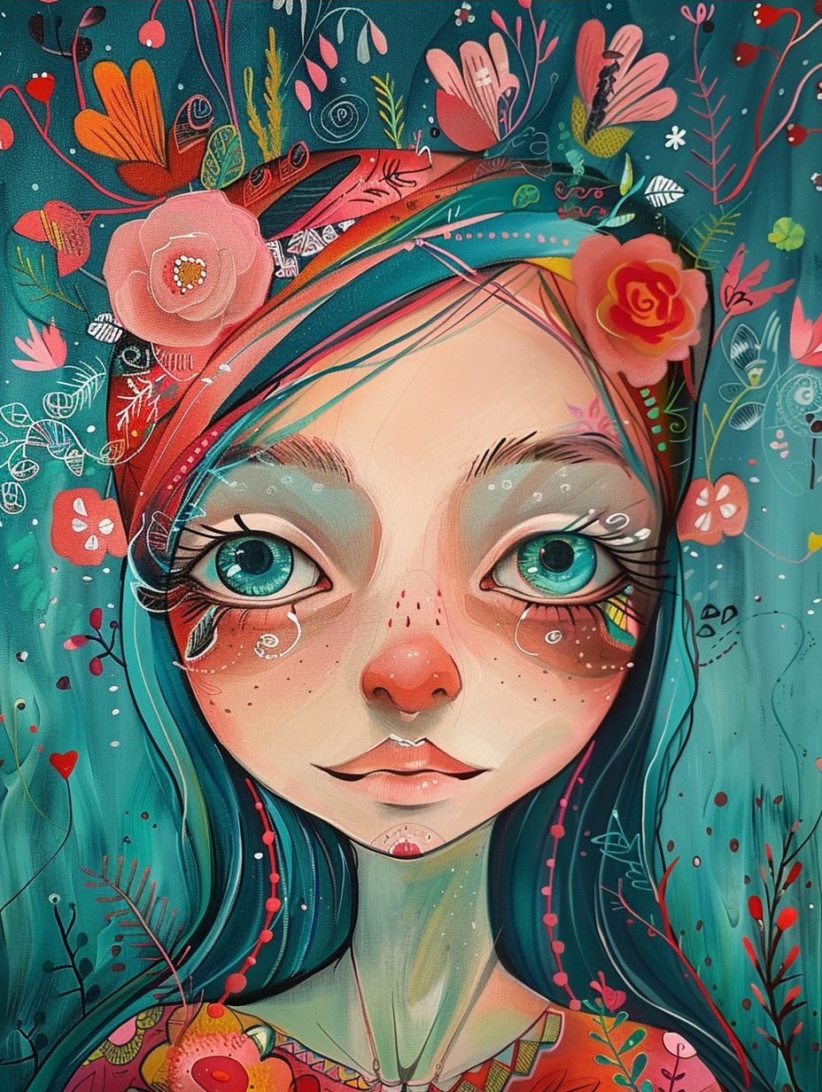 Whimsical Floral Dream Portrait - Image 4