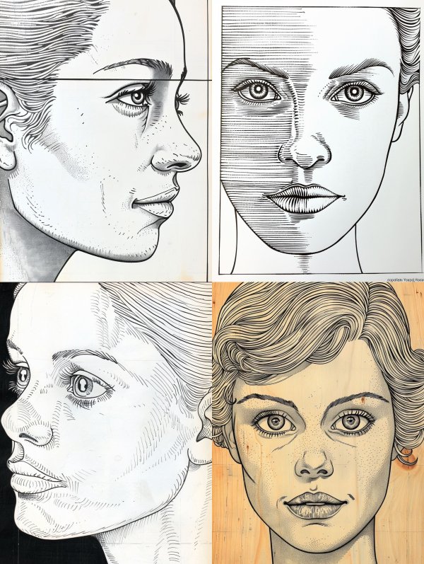 Stippled Ink Portrait Study