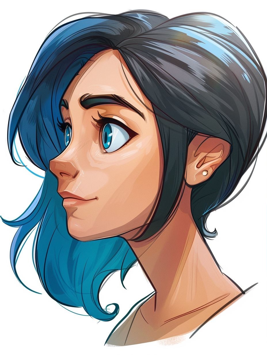 Azure Tresses Digital Portrait - Image 1