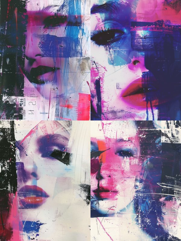 Abstract Neon Portrait Fragments