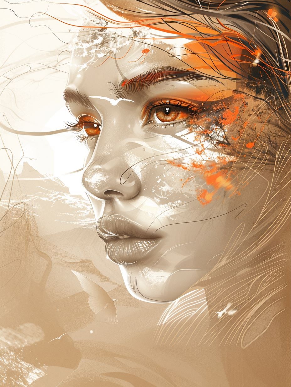 Ethereal Amber Fragmented Portrait - Image 3
